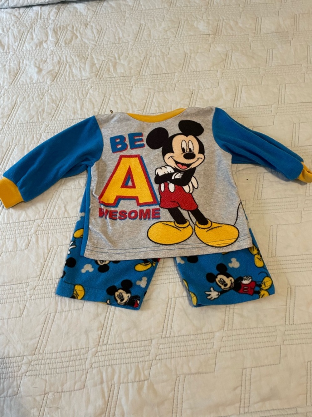 Disney Mickey Mouse Blue, Gray & Yellow Kids Pajama Set